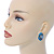 Boho Style Blue/ Teal/ Light Blue Beaded Oval Stud Earrings In Silver Tone - 25mm L - view 2
