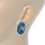 Boho Style Blue/ Teal/ Light Blue Beaded Oval Stud Earrings In Silver Tone - 25mm L - view 6