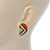 Boho Style Orange/ Cream/ White Beaded Oval Stud Earrings In Gold Tone - 25mm L - view 6