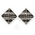 Boho Style Black/ Grey/ White Beaded Square Stud Earrings In Silver Tone - 25mm - view 6