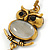 Antique Gold Tone Crystal Owl Drop Earrings - 50mm L - view 5