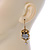 Antique Gold Tone Crystal Owl Drop Earrings - 50mm L - view 6