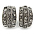 C Shape Hematite Crystal Marcasite Clip On Earrings In Burnt Silver Tone - 20mm - view 2
