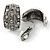 C Shape Hematite Crystal Marcasite Clip On Earrings In Burnt Silver Tone - 20mm - view 3