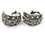 C Shape Hematite Crystal Marcasite Clip On Earrings In Burnt Silver Tone - 20mm - view 5