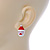 Red/ White/ Pink Enamel 'Christmas Santa Claus' Stud Earrings In Gold Plating - 20mm Length - view 5