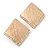 Gold Tone Textured Crystal Square Stud Earrings - 30mm - view 6