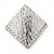 Silver Tone Textured Crystal Square Stud Earrings - 30mm - view 3