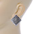 Silver Tone Textured Crystal Square Stud Earrings - 30mm - view 5