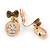 Small Gold Tone Crystal Bow Clip On Earrings - 20mm L - view 2