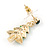 Green Enamel Crystal Christmas Tree Drop Earrings In Gold Plating - 27mm Length - view 4