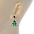 Green Enamel Crystal Christmas Tree Drop Earrings In Gold Plating - 27mm Length - view 5