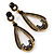 Black/ Grey Crystal Loop Drop Earrings In Gold Tone - 60mm L - view 6