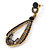 Black/ Grey Crystal Loop Drop Earrings In Gold Tone - 60mm L - view 5