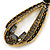 Black/ Grey Crystal Loop Drop Earrings In Gold Tone - 60mm L - view 3