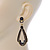 Black/ Grey Crystal Loop Drop Earrings In Gold Tone - 60mm L - view 7
