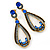 Royal/ Sky Blue Crystal Loop Drop Earrings In Gold Tone - 60mm L - view 7