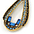 Royal/ Sky Blue Crystal Loop Drop Earrings In Gold Tone - 60mm L - view 3