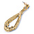 Royal/ Sky Blue Crystal Loop Drop Earrings In Gold Tone - 60mm L - view 4