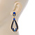 Royal/ Sky Blue Crystal Loop Drop Earrings In Gold Tone - 60mm L - view 6