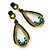 Emerald and Light Green Crystal Loop Drop Earrings In Gold Tone - 60mm L - view 6
