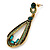 Emerald and Light Green Crystal Loop Drop Earrings In Gold Tone - 60mm L - view 7