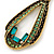 Emerald and Light Green Crystal Loop Drop Earrings In Gold Tone - 60mm L - view 3