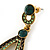 Emerald and Light Green Crystal Loop Drop Earrings In Gold Tone - 60mm L - view 4