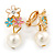 Multicoloured Enamel Diamante 'Daisy' Clip On Earrings In Gold Tone - 25mm L - view 2