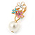 Multicoloured Enamel Diamante 'Daisy' Clip On Earrings In Gold Tone - 25mm L - view 3