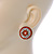Boho Style Orange/ Cream/ White Beaded Dome Stud Earrings In Gold Tone - 22mm - view 5