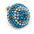 Boho Style Sky/ Light Blue Beaded Dome Stud Earrings In Silver Tone - 22mm - view 3