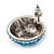 Boho Style Sky/ Light Blue Beaded Dome Stud Earrings In Silver Tone - 22mm - view 4