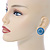 Boho Style Sky/ Light Blue Beaded Dome Stud Earrings In Silver Tone - 22mm - view 2