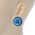 Boho Style Sky/ Light Blue Beaded Dome Stud Earrings In Silver Tone - 22mm - view 5