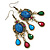 Multicoloured Acrylic Bead Chandelier Earrings In Antique Gold Tone - 75mm L - view 7