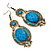 Victorian Style Blue Acrylic Bead, Crystal Chandelier Earrings In Antique Gold Tone - 80mm L - view 7