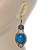 Victorian Style Blue Acrylic Bead, Crystal Chandelier Earrings In Antique Gold Tone - 80mm L - view 6