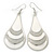 White Enamel With Glitter Teardrop Earrings In Silver Tone - 65mm L - view 4