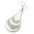 White Enamel With Glitter Teardrop Earrings In Silver Tone - 65mm L - view 3