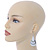 White Enamel With Glitter Teardrop Earrings In Silver Tone - 65mm L - view 2