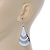White Enamel With Glitter Teardrop Earrings In Silver Tone - 65mm L - view 5