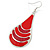Red Enamel With Glitter Teardrop Earrings In Silver Tone - 65mm L - view 4