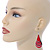 Red Enamel With Glitter Teardrop Earrings In Silver Tone - 65mm L - view 2