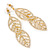 Gold Plated Clear Austrian Crystal Double Leaf Drop Earrings - 75mm L - view 6