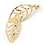 Gold Plated Clear Austrian Crystal Double Leaf Drop Earrings - 75mm L - view 4