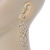 Gold Plated Clear Austrian Crystal Double Leaf Drop Earrings - 75mm L - view 5
