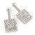 Silver Tone Crystal Square Drop Earrings - 22mm L - view 4