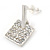 Silver Tone Crystal Square Drop Earrings - 22mm L - view 6