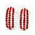 C Shape Red Crystal Drop Earrings In Silver Tone - 20mm L - view 7
